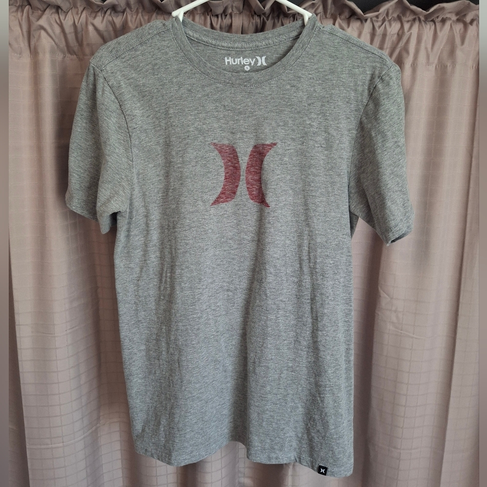 Hurley Gray Short Sleeve T Shirt Logo Graphic Size Small